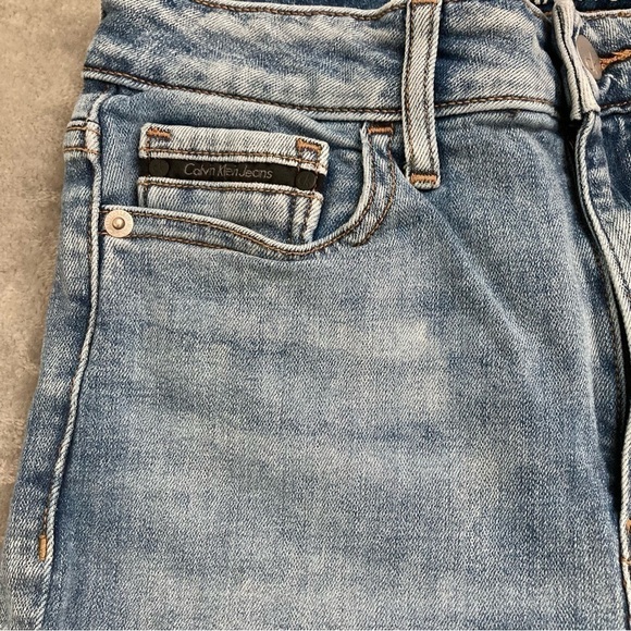 Calvin Klein Jeans High Rise Ankle Skinny Jean Pants Decorative Patch Ankle Hem - Picture 2 of 10